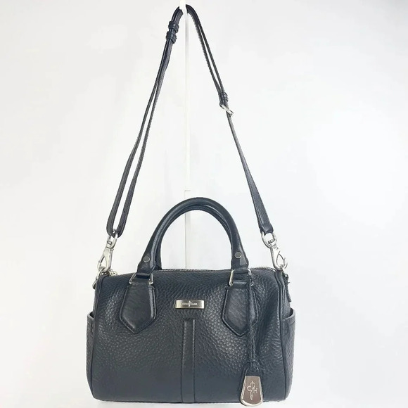 COLE HAAN Satchel Crossbody Bag Color Black Silver Tone Hardware Removable strap - Picture 2 of 16